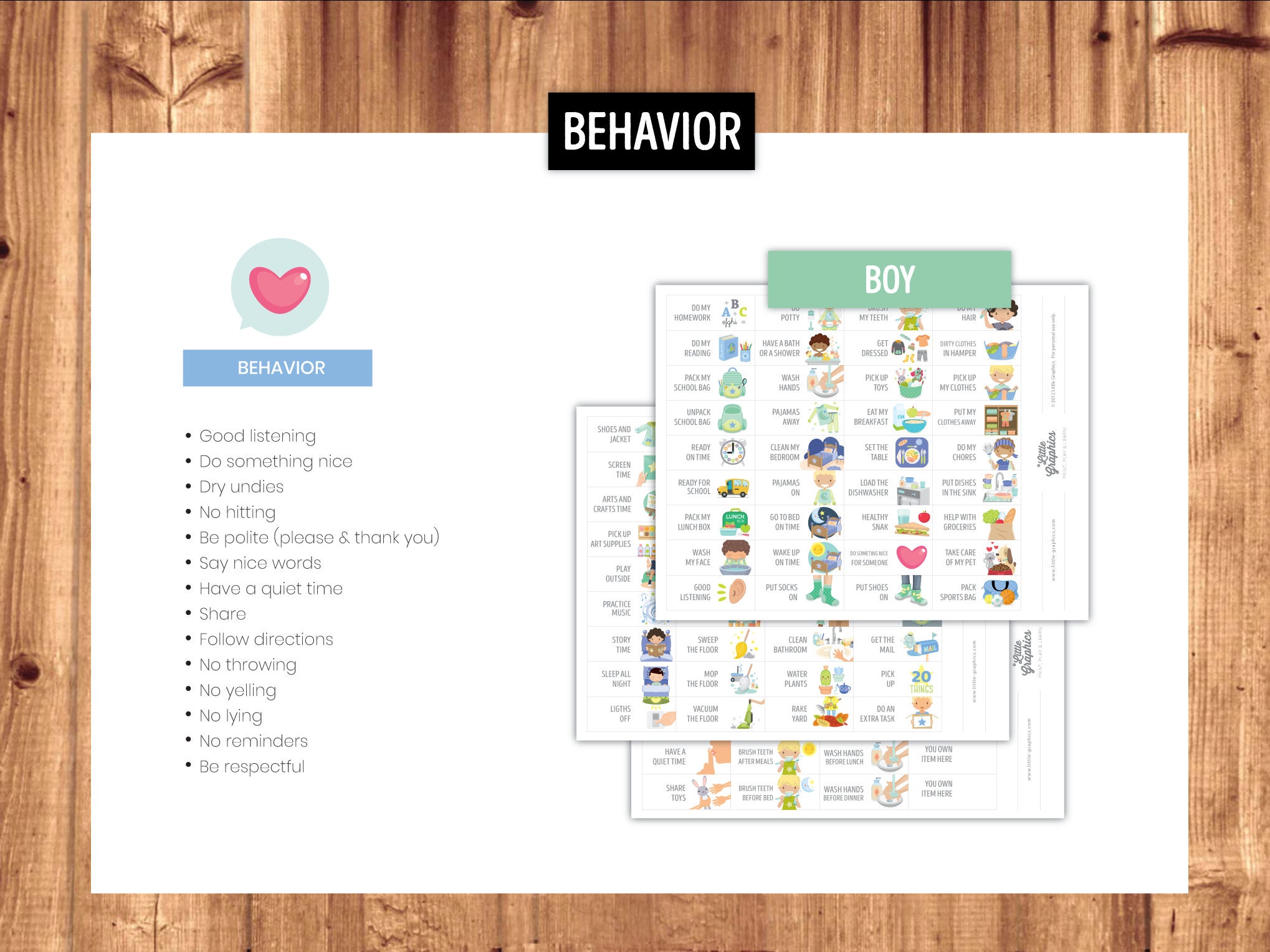 Chore Chart Reward Chart or Routine Chart Chores Behavior | Etsy