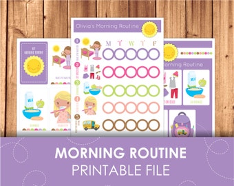 Printable Morning Routine Checklist Daily Schedule / Children Daily Routine Learning Pack / Printable & Instant Download 8,5" x 11"