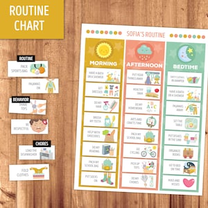 Tableau et cartes imprimables de routine quotidienne