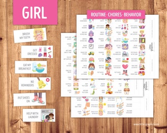 Girl Chore Cards + Routine Cards + Behavior Cards