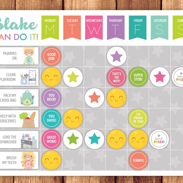 Chore Chart, Reward Chart or Routine Chart + Chores, Behavior & Routine Cards · Rainbow Theme · Printable Files
