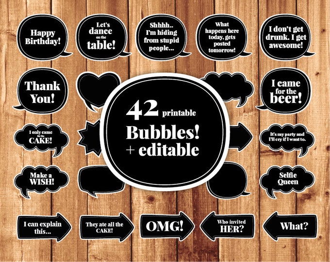 Printable Birthday Speech Bubbles - Etsy