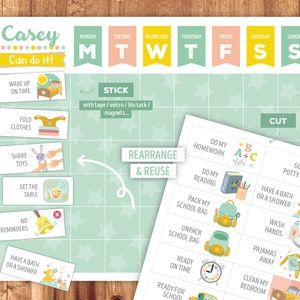 Gender Neutral Chore / Routine / Reward Chart Task Cards Printable Files image 2