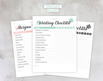 Multifunctional Checklist · Digital File with editable text · 3 Colors Included