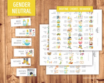 Gender Neutral Chore Cards + Routine Cards + Behavior Cards