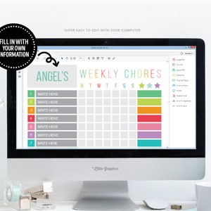 Printable Reward chart / Printable Chore chart / Chore Chart / Behavior chart / Editable PDF image 1
