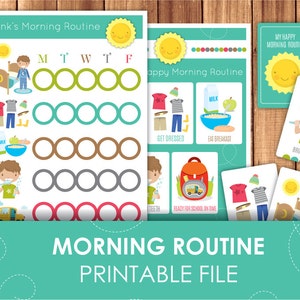 Printable Morning Routine Checklist Daily Schedule / Children Daily Routine Learning Pack / Printable & Instant Download 8,5" x 11"