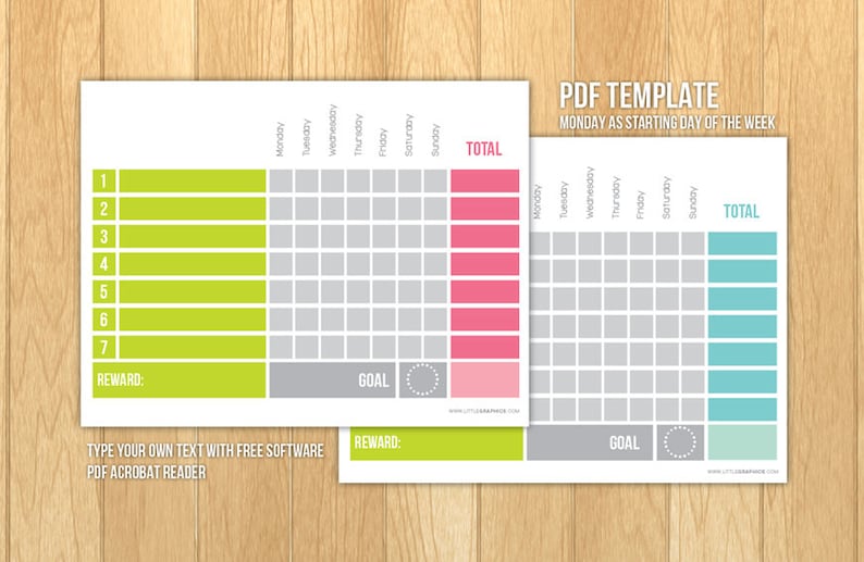 Printable Reward chart / Printable Chore chart / Editable PDF / Behaviour chart image 2