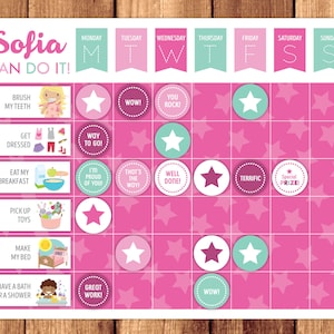 Chore Chart, Reward Chart or Routine Chart + Chores, Behavior & Routine Cards · Pink · Printable Files