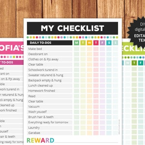 Multifunctional Checklist · Digital File with editable text · 3 Colors Included