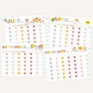 Printable Calendar for Kids. Perpetual Calendar. Endless Calendar ...