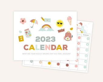 Printable Calendar for kids. Perpetual Calendar. Endless Calendar. Editable Calendar. Children's Calendar. 2023 Calendar