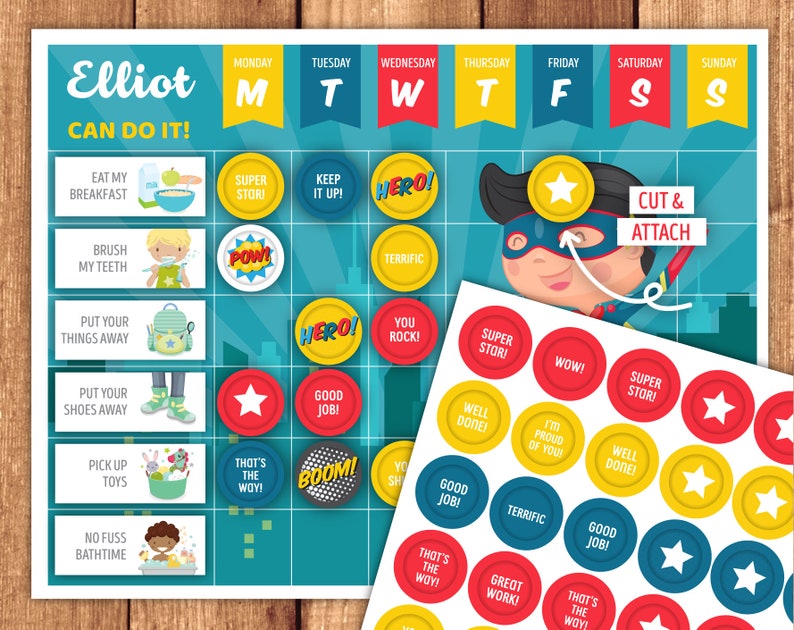 Chore Chart, Reward Chart or Routine Chart Chores, Behavior & Routine Cards Superhero Theme Printable Files image 4