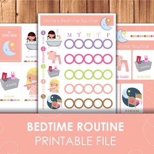 Printable Bedtime Routine Checklist Daily Schedule / Children Routine Learning Pack / Printable & Instant Download 8,5" x 11"