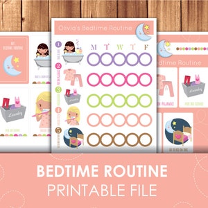 Printable Bedtime Routine Checklist Daily Schedule / Children Routine Learning Pack / Printable & Instant Download 8,5 x 11 image 1