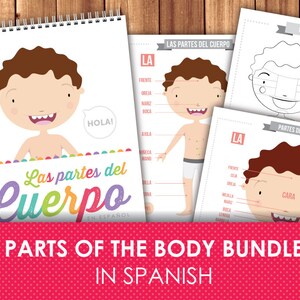 Learning Spanish / Parts of the Body in Spanish / Printable Exercises / Worksheets / Spanish Body Vocabulary / DIY Printable bundle