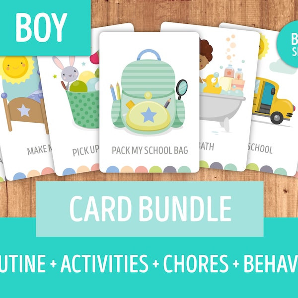 Chore Cards + Routine Cards + Activity Cards + Behavior Cards Bundle