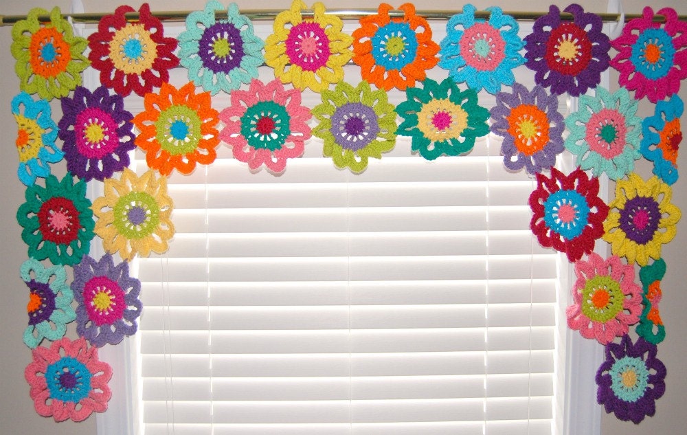 Flower Valance Curtains Crochet Kitchen Uk Flower Valance Curtains Crochet, Kitchen Curtains With Purple Flowers