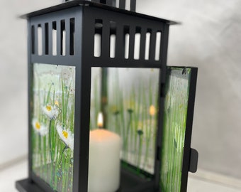 Large Fused Glass Lantern "Daisy Design" Alice Range