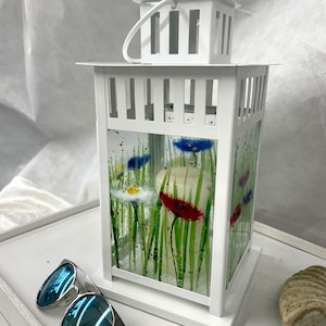 Large Fused Glass Lantern &quot;Mixed meadow Design&quot; Alice Range