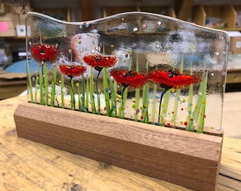 Mounted in Wooden block - Poppies - Alice Range