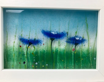 Framed Glass Art - corn flowers (Normas)