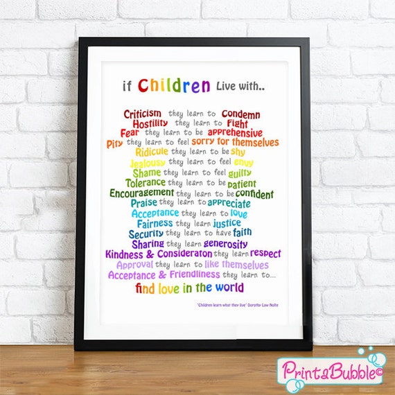 Children learn what they live Printable Digital files wall art | Etsy