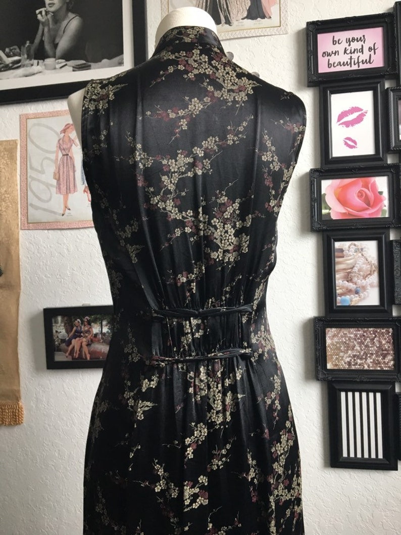 1980s Black Silk Brocade Cheongsam Dress image 8