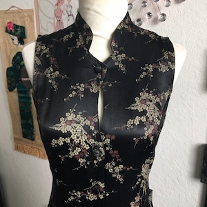 1980s Black Silk Brocade Cheongsam Dress image 6