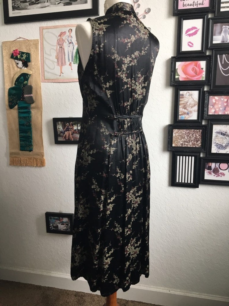 1980s Black Silk Brocade Cheongsam Dress image 4