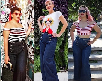 Sailor Pants High Waisted Wide Leg