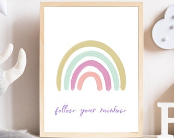 Pastel nursery print - Rainbow prints for nursery - Pastel nursery decor - Baby girl - Rainbow nursery decor - Rainbow wall art - Printable