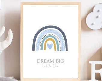 Baby boy rainbow printable - Blue rainbow print - Baby boy nursery decor - Rainbow wall art - Blue nursery decor - Baby shower gift - H2218