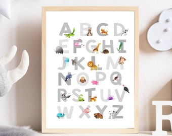 Animal alphabet print - abc wall art - Printable alphabet - Animal abc poster - Educational print - Alphabet poster - Gender neutral nursery