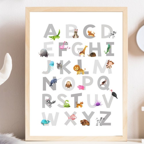 Animal Alphabet PRINTABLE ABC Print Chart Kids Wall Art - Etsy