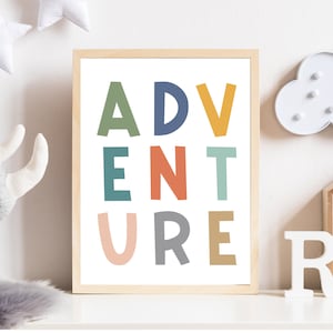 Adventure nursery decor - Adventure poster wall art - Jungle nursery - Scandinavian wall art -  Kids art print - Kids bedroom decor -  H2271