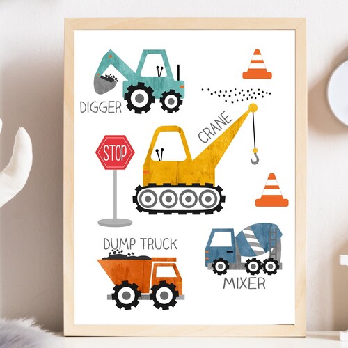 Construction Wall Art Truck Prints Construction Nursery Etsy