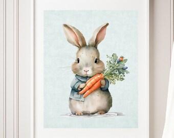 Bunny nursery print - Rabbit nursery wall art - Boys nursery decor - Baby boy wall decor - Bunny wall art - Bunny rabbit - Boys room decor