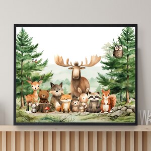 Woodland Nursery Wall Art, Digital files, forest animals, bear print, watercolor print, nursery prints, cute woodland animal, gender neutral
