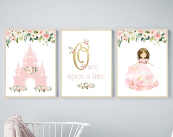 Princess wall art - Princess wall decor - Princess art print - Girls wall art - Princess nursery decor - Printable princess wall art - H2306