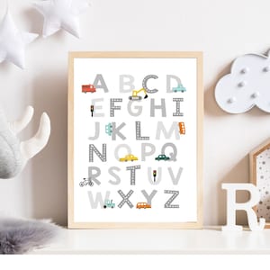 Transportation Alphabet - Baby boy nursery - Car Alphabet - ABC wall art - Printable abc - Alphabet poster - Car themed wall art - car abc