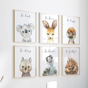 Australian Nursery Decor - Australian animal prints- Baby Australian animals - Australian animal nursery - Watercolor Australia  - Baby
