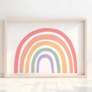Rainbow Playroom Poster, Pastel Nursery Rainbow Print, Rainbow Wall Art, Girls Room Decor, Playroom Decor, Digital Download, H3312