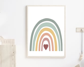 Rainbow print - Girls bedroom decor - Digital download - Modern rainbow print - Girls room prints - Baby girl nursery decor - Nursery print