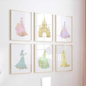 Prinses kinderkamerinrichting - pastel kinderkamerinrichting - prinses muurkunst - prinses slaapkamerinrichting - prinses speelkamerinrichting - prinses cadeau