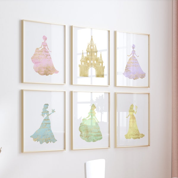 Princess nursery decor - Pastel nursery decor - Princess wall art - Princess bedroom decor -princess playroom decor - princess gift