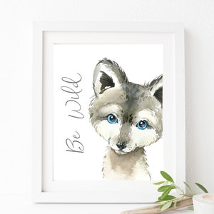 Baby Wolf Druck - Bild Wolf - Bild Druck - Baby Bild - Aquarell Wolf - Tier Bild Wolf - Bild fürs Kinderzimmer