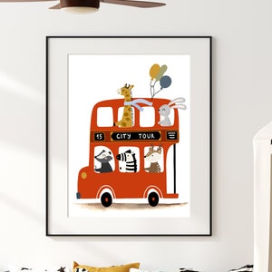 London nursery print - London Bus print - London printable - Boys room decor - Baby boy printable - London wall art - Transportation nursery