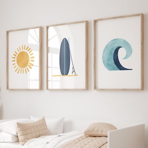 Surf nursery decor - Wave nursery decor - Sun nursery print - Coastal nursery decor - Modern nursery decor - Boys room decor - Ocean surf