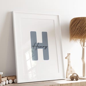 Customized Boys Name Wall Decor, Boys nursery art, blue boys room, Personalized name print, Downloadable Print, Nursery Decor, H3324
